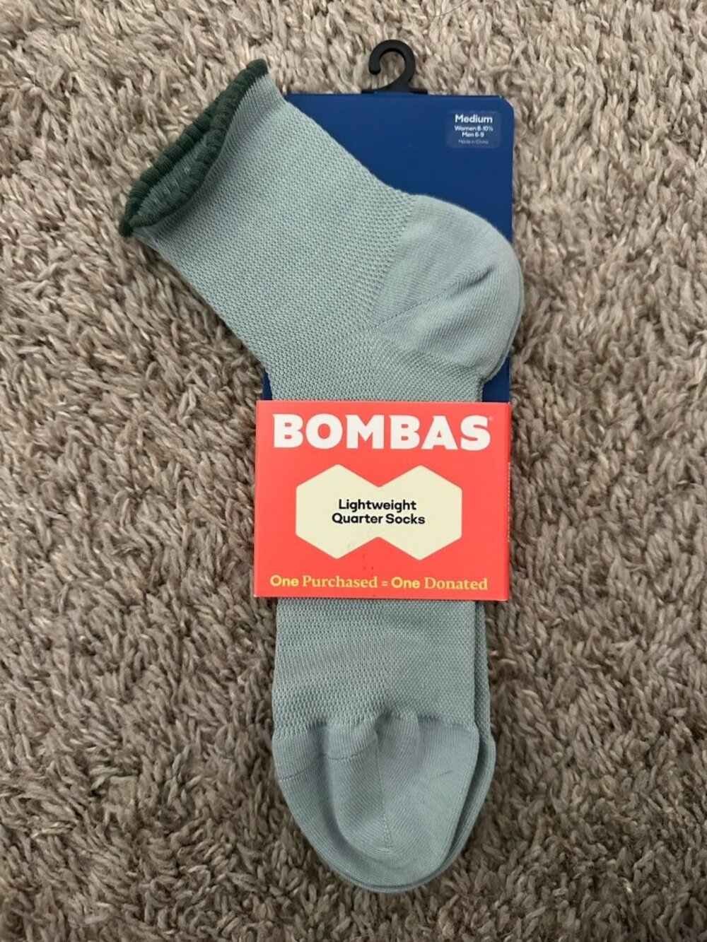 BOMBAS UNISEX LIGHTWEIGHT 1/4 SOCKS Fits M/6-9 & W/8-10.5 Light Green Ruffle